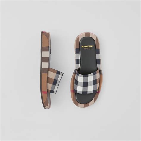 burberry slided|Burberry check slides for women.